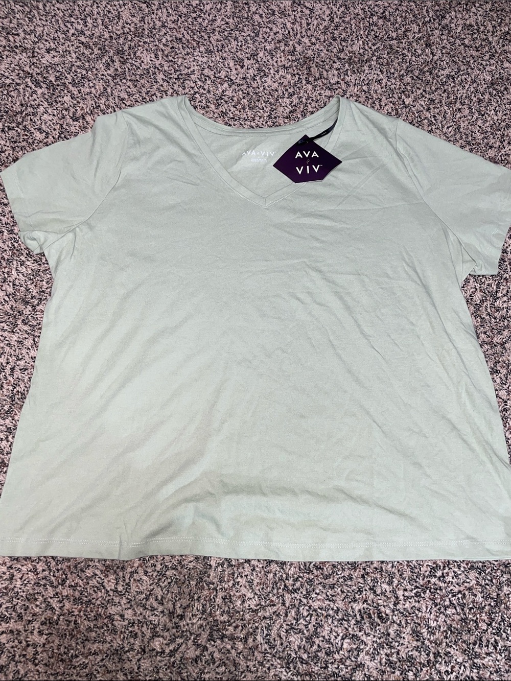 Ava & Viv Light Sage V-Neck Short Sleeve Tee Plus Size Various Sizes NWT